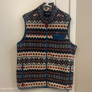 Patagonia Men's synchilla Aztec  Fleece Vest - Navy, Red & Cream